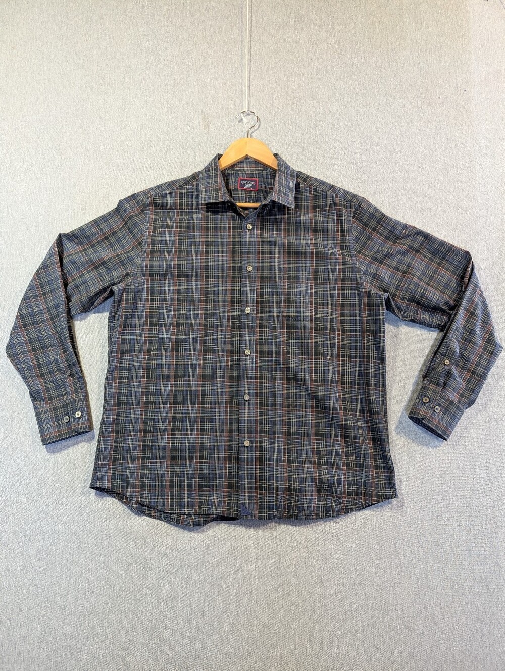 UNTUCKit Cordero Wrinkle Free Button Shirt Men's XL Black Blue Plaid
